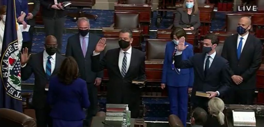 Senator Alex Padilla swearing in on January 20th 2021.